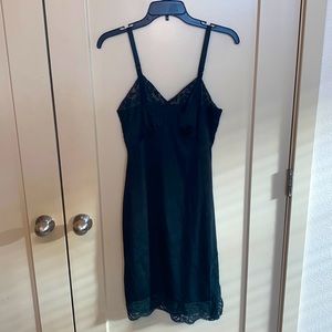 Vintage late 80s/ early 90s black slip dress with black lace.